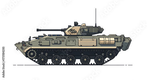 Detailed Illustration of a Military Armored Fighting Vehicle.