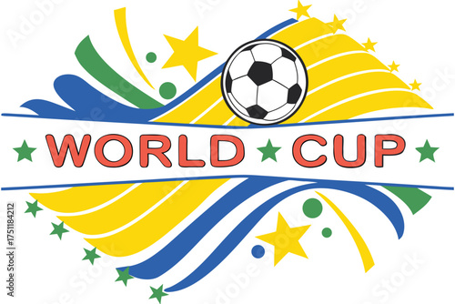 Brazil Soccer Football Icon with Flag and Ball on Grass Vector Illustration