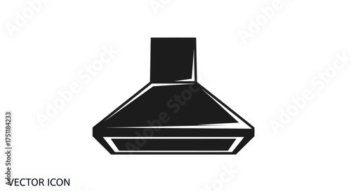 Black Silhouette of Modern Kitchen Range Hood Icon.