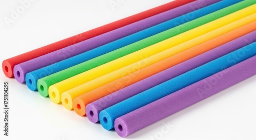 Set of colorful swimming pool noodles foam