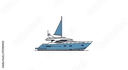 A light blue motor sailing yacht with a single sail shown in a side profile illustration.