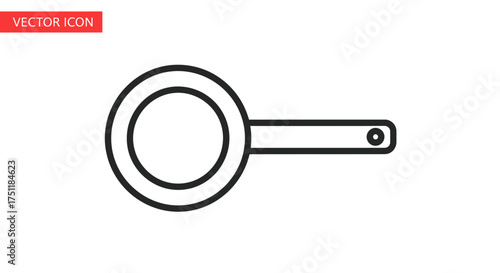 Minimalist Line Art Frying Pan Icon for Cooking and Kitchenware.