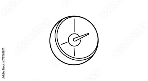 Simple Black and White Clock Icon with Hour and Minute Hands.