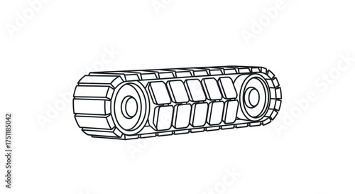 Detailed Line Drawing of a Continuous Track System.