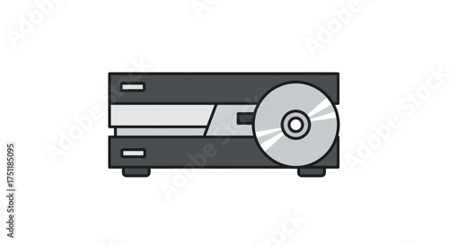 CD Player with Disc: A Vintage Audio Device Illustration.