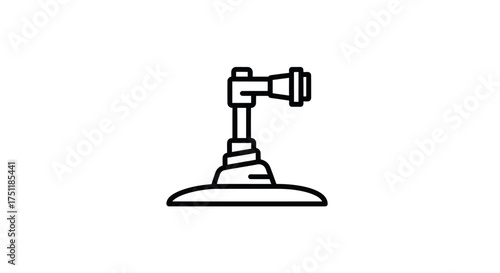 Coin Operated Binoculars Outline Icon on Stand for Viewing Distant Objects.