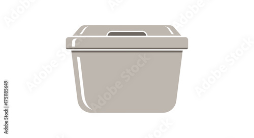 Gray Plastic Storage Container with Lid and Handle Opening.