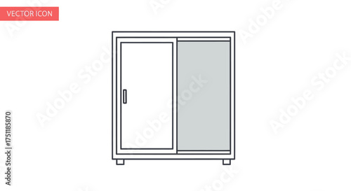 Modern Sliding Door Cabinet with White and Gray Panels Minimalist Design.