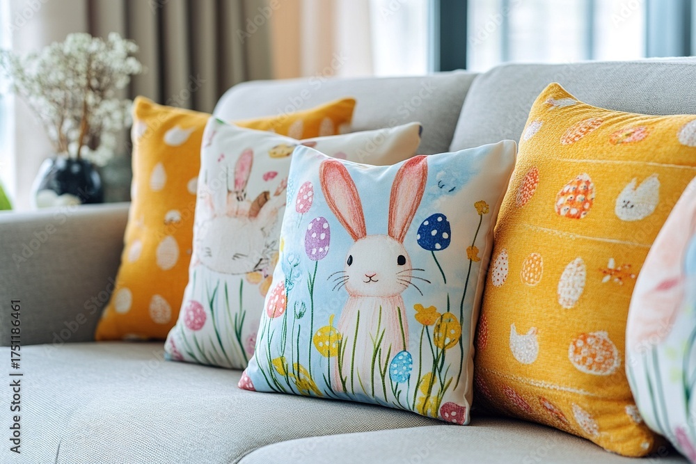 Obraz premium luxury Place Easter-themed throw pillows on your couches or chairs to add a pop of color and fun