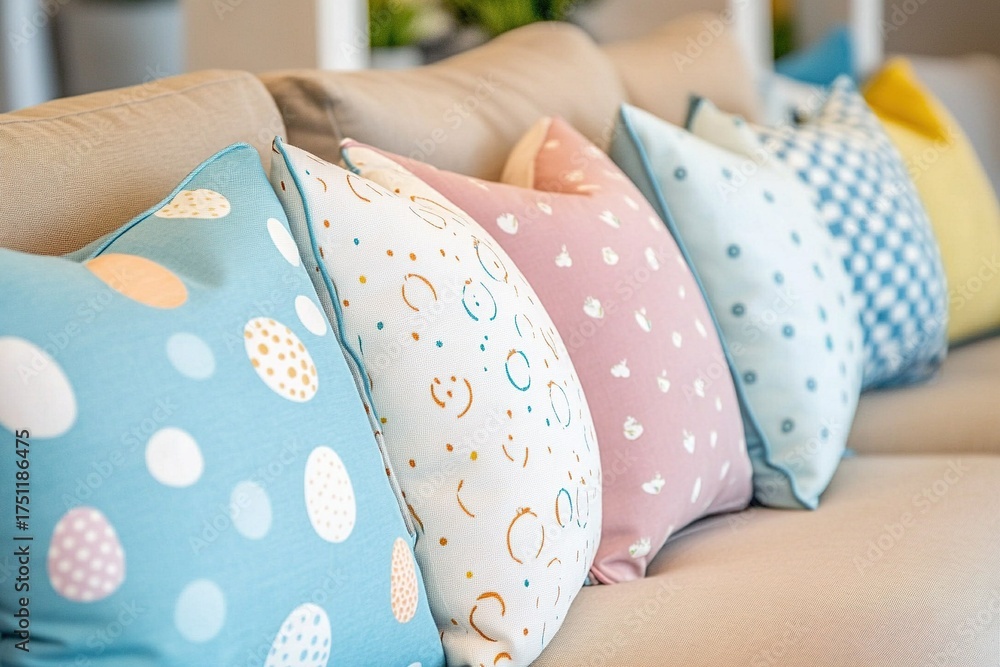 Obraz premium luxury Place Easter-themed throw pillows on your couches or chairs to add a pop of color and fun