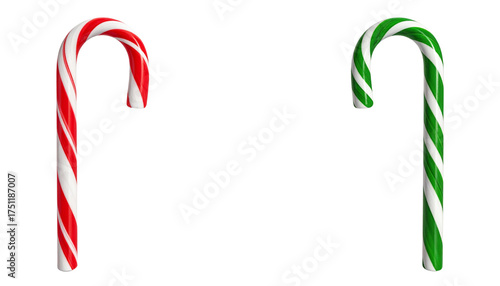  Classic Candy Cane Bundle – Two Festive Variations Isolated on Transparent Background