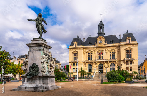 Town Hall and statue of Danton in Tarbes, Hautes-Pyrénées, Occitanie, France
