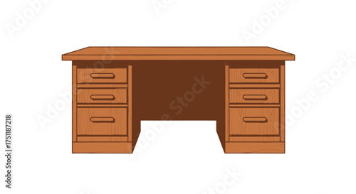 Classic Wooden Executive Desk with Multiple Drawers.