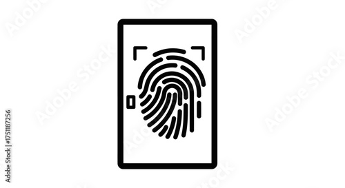 Fingerprint Scan Icon on Device Screen Security Access.
