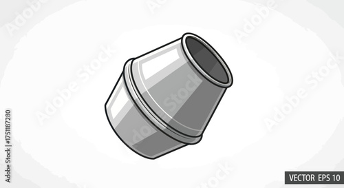 Detailed Illustration of a Gray Concrete Mixer Drum.
