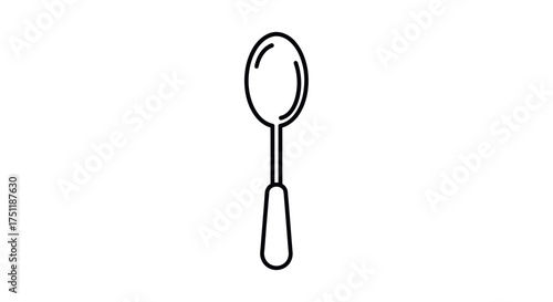 Simple Black Outline Drawing of a Kitchen Spoon Icon.