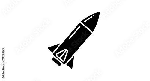 Simple black rocket ship icon silhouette with a pointed nose cone and fins.