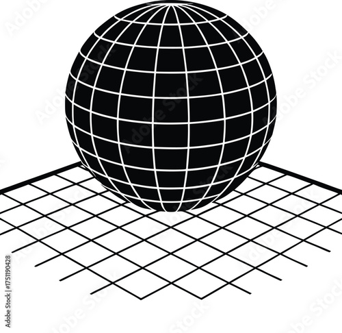 Wireframe torus spinning above reflective neon checkerboard