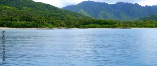 Scenic Tropical Island Paradise With Lush Greenery and Clear Blue Ocean Views, Beautiful Nature,