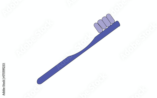 A single purple toothbrush with blue bristles isolated on white background