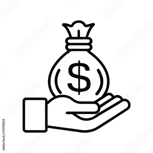 Hand holding money bag with dollar