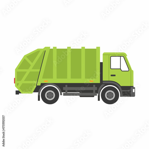 Green Garbage Truck Illustration for Waste Management and City Services.