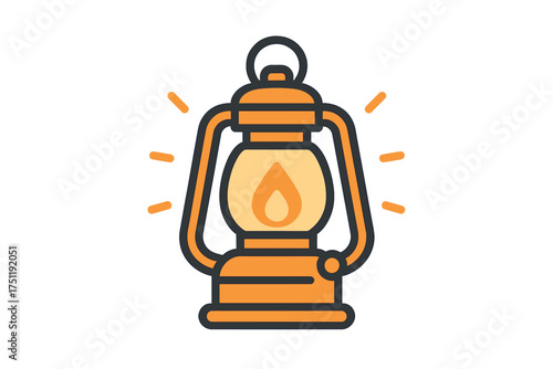 Vintage style glowing kerosene lantern providing illumination for outdoor activities