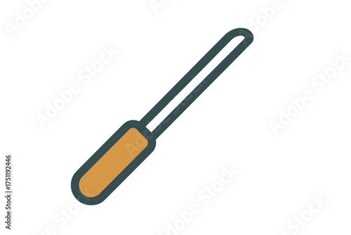 Stylized nail file tool for manicure and pedicure care, featuring a dark handle and filing surface