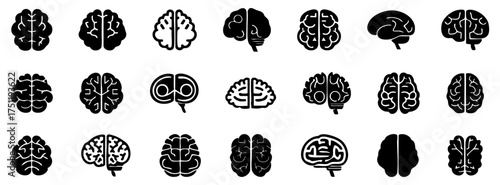 Human brain icon set flat style.