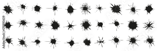 Black gunshot holes. Vector set 