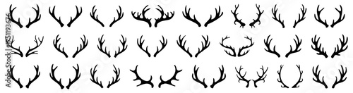 Deer Antlers silhouettes. Vector set 