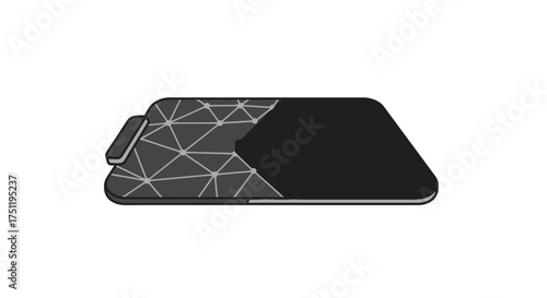 Modern black and grey folded wallet featuring a stylish geometric triangular pattern.