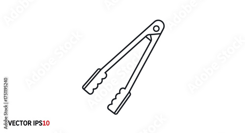 Simple Line Art Illustration of Kitchen Tongs.
