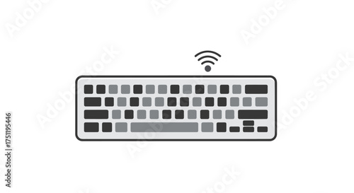 Wireless Computer Keyboard with Gray and Black Keys.