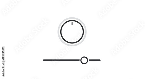 Minimalist Icon of a Circular Dial and Horizontal Slider Control.
