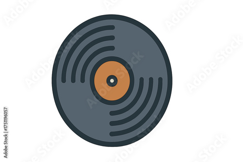 Classic vinyl record representing music and retro audio technology isolated on white background
