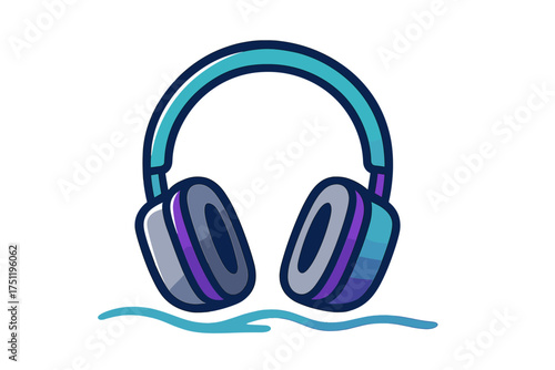 Modern over-ear headphones in vibrant blue and purple gradient colors for music and audio technology