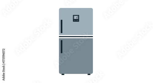 Gray Refrigerator with Freezer Compartment and Digital Display.