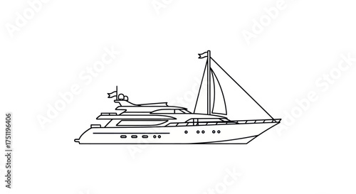 Sleek Motor Yacht with Sails a Luxurious Vessel for Maritime Adventures.