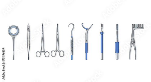 Surgical Instruments: A Collection of Stainless Steel Medical Tools for Procedures.