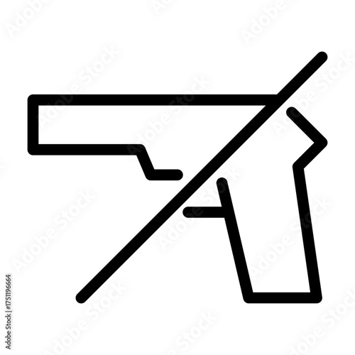 Outline vector of a crossed gun symbol, used to indicate firearm or weapon restrictions.