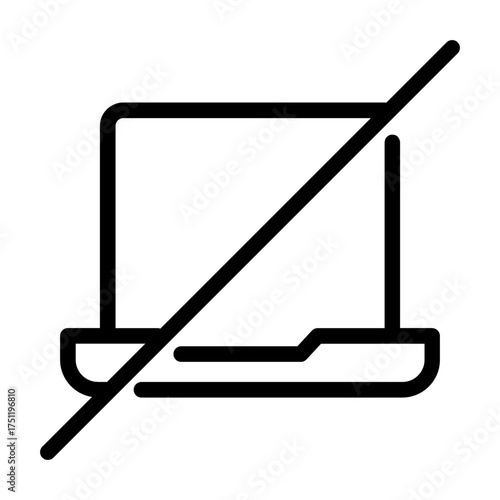 Outline icon showing a crossed laptop, representing electronic device restriction area.