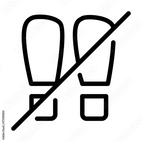 Outline icon showing a crossed shoe, representing footwear restriction in certain areas.