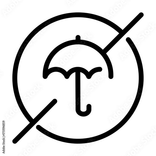 Line vector of a crossed umbrella, representing umbrella restriction area