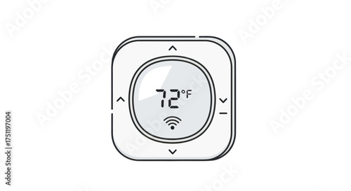 Smart Home Thermostat Digital Display Wi-Fi Icon.