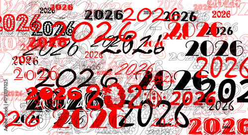 nowy rok, sylwester, data, liczby, cyfry, tekst,, zmiana, 2025, 2026