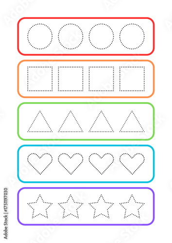 Shapes and Patterns: A visually engaging educational template showcasing an array of geometric shapes, providing an interactive way for children to learn and practice shape recognition