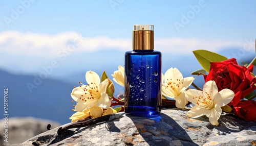 Eleganza in Bottiglia: Profumi, Fragranze e Lusso Sensoriale, fotografia still life ad alta risoluzione per concetti di lusso e bellezza