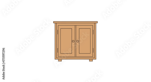 Wooden Cabinet with Two Doors and Simple Design.
