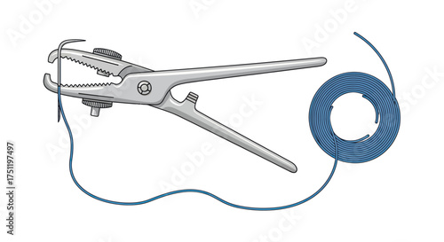 Metal Pliers Tool with Blue Tape and Wire.